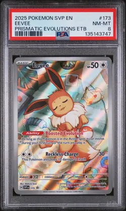 2025 POKEMON SVP PRISMATIC EVOLUTIONS ETB PROMO #173 EEVEE PSA 8 - Image 1