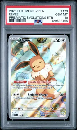 2025 Pokemon SVP En Black Star Promo Eevee Prismatic Evolutions ETB #173 PSA 10 - Image 1