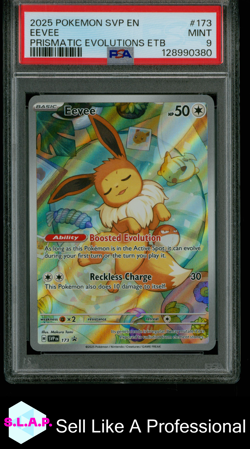 EEVEE PRISMATIC EVOLUTIONS ETB POKEMON SVP EN-SV BLACK STAR PROMO 2025 173 PSA 9 - Image 1