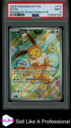EEVEE PRISMATIC EVOLUTIONS ETB POKEMON SVP EN-SV BLACK STAR PROMO 2025 173 PSA 9 - Image 1