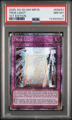 2025 YU-GI-OH! MP25-MEGA-PACK TIN 1ST EDITION #EN041 TRUE LIGHT PSA 8 - Image 1