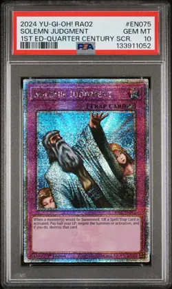 2024 YU-GI-OH! RA02-25TH ANV RARITY COLLECTION II #EN075 SOLEMN JUDGMENT PSA 10 - Image 1