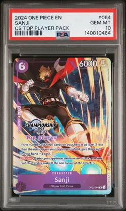 2024 ONE PIECE CHAMP 2024 TOP PLAYER PACK #064 SANJI PSA 10 - Image 1