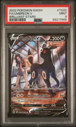 Pokemon Umbreon v Trainer Gallery Full Art Brilliant Stars TG22/TG30 Mint PSA 9 - Image 1