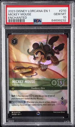 2023 DISNEY LORCANA EN 1-THE FIRST CHAPTER ENCHANTED #210 MICKEY MOUSE PSA 10 - Image 1
