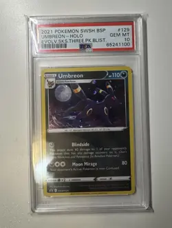 Pokemon SWSH Umbreon 129 SWSH129 Evolving Skies 3 Pack Blister PSA 10 GEM MINT - Image 1
