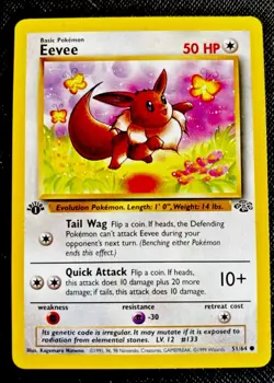 Eevee 51/64 1st Edition Jungle Pokemon Card TCG Regular LP+ - Image 1