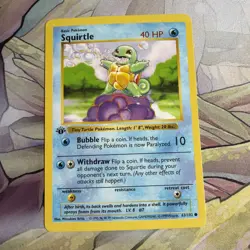 Pokemon Card - Squirtle Base Set (Shadowless) 63/102 Common 1st Edition - Image 1