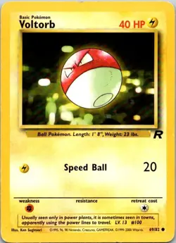 Pokemon TCG Voltorb Team Rocket 69/82 Unlimited Common Card WOTC - Image 1