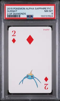 2015 POKEMON ALPHA SAPPHIRE PLAYING CARDS 2 OF DIAMONDS SURSKIT PSA 8 - Image 1