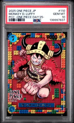 2025 ONE PIECE JPN PREM CARD COLL ONE PIECE DAY'25 #110 MONKEY D. LUFFY PSA 10 - Image 1
