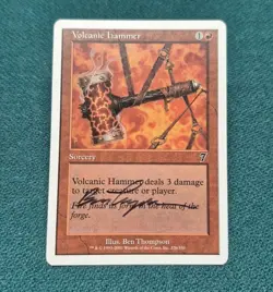 UNPLAYED SIGNED Volcanic Hammer 7th NM BEN THOMPSON EDH CUBE MTG COMMANDER - Image 1