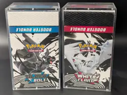 2x Pokemon Black Bolt White Flare Sealed Booster Bundle Display Case W/Acrylic - Image 1