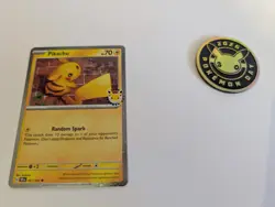 Pikachu 051/162 Stamped Pokemon Day 2026 Promo NM English + Commemorative Coin - Image 1