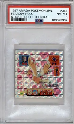 PSA 8 JAPANESE POKEMON FEAROW HOLO AMADA #364 STICKER COLLECTION KAI 1997 182B - Image 1