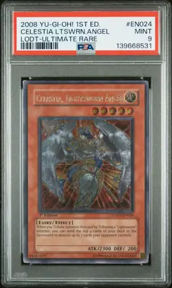 2008 YU-GI-OH! LODT-LIGHT OF DESTRUCTION #EN024 CELESTIA, LIGHTSWORN ANGEL PSA 9 - Image 1