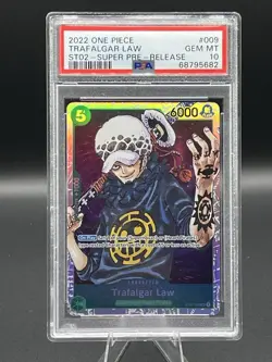 One Piece 2022 Super Pre-Release Trafalgar Law ST02-009 English PSA 10 GEM MT - Image 1