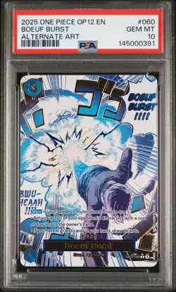 2025 ONE PIECE OP12-LEGACY OF THE MASTER ALTERNATE ART #060 BOEUF BURST PSA 10 - Image 1