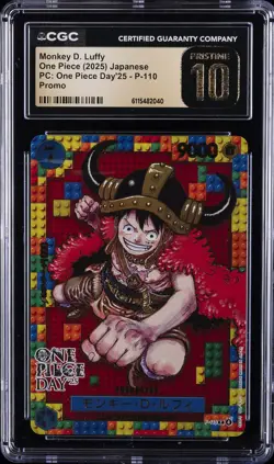 2025 ONE PIECE JPN PC ONE PIECE DAY '25 #P-110 MONKEY D. LUFFY CGC 10 PRISTINE - Image 1