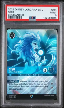 2023 DISNEY LORCANA EN 2-RISE OF THE FLOODBORN ENCHANTED #214 SISU PSA 9 - Image 1