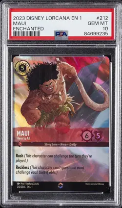 2023 DISNEY LORCANA EN 1 THE FIRST CHAPTER ENCHANTED #212 MAUI PSA 10 - Image 1