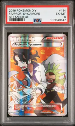2016 POKEMON XY STEAM SIEGE #114 FULL ART/PROFESSOR SYCAMORE PSA 6 - Image 1