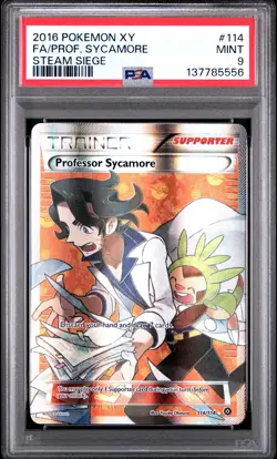 2016 POKEMON XY STEAM SIEGE #114 FULL ART/PROFESSOR SYCAMORE PSA 9 - Image 1