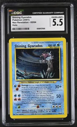 CGC 5.5 Shining Gyarados 2001 Neo Revelation 65/64 Holo Pokemon Card - Image 1