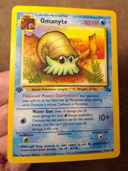 1999 POKEMON TCG FOSSIL SET 1ST EDITION OMANYTE CARD 52/62 - Image 1