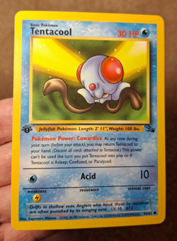 1999 POKEMON TCG FOSSIL SET 1ST EDITION TENTACOOL CARD 56/62 - Image 1