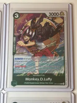 Monkey.D.Luffy OP14-034 Azure Sea’s Seven 4 Foil Card Play Set Lot One Piece - Image 3