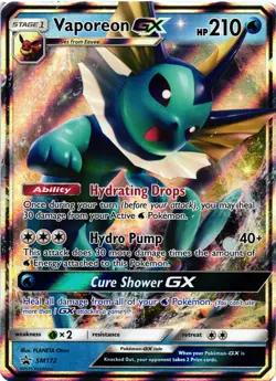 Pokemon TCG Vaporeon GX SM Black Star Promo Card SM172 Holo VLP - Image 1