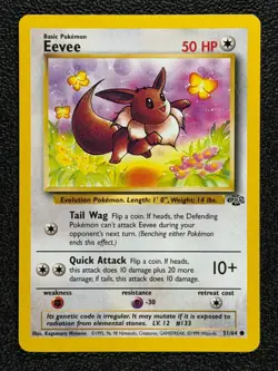 Eevee 51/64 Base Set Series Jungle COMMON Basic Pokemon Card WOTC 1999 NM - Image 1