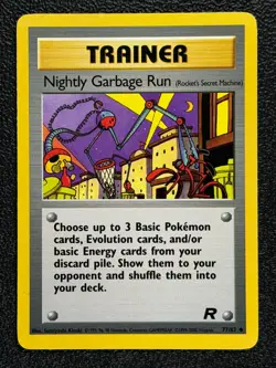 Nightly Garbage Run 77/82 Base Set Team Rocket Uncommon TRAINER Card 2000 NM - Image 1