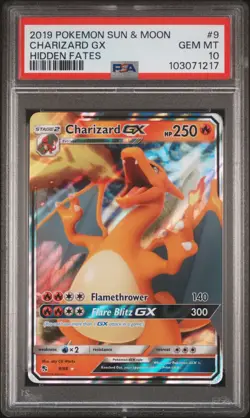 2019 POKEMON SUN & MOON HIDDEN FATES #9 CHARIZARD GX PSA 10 - Image 1
