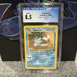 CGC 8.5 Vaporeon 1999 Jungle 12/64 Holo Pokemon Card - Image 1