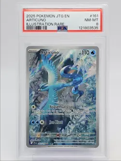 ARTICUNO 2025 POKEMON JOURNEY TOGETHER ILLUSTRATION RARE B 161/159 PSA 8 Q0004 - Image 1