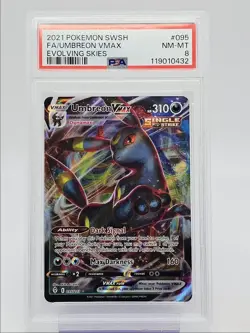UMBREON VMAX 2021 POKEMON EVOLVING SKIES RARE 095/203 PSA 8 Q0004 - Image 1