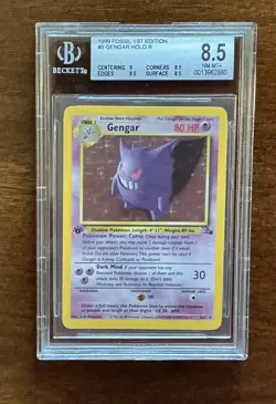 1999 Pokemon Fossil 1st Edition #05 Gengar BGS 8.5 - Image 1