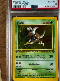 Pokemon TCG Pinsir 1st Edition SCRATCH ERROR 09/64 Jungle Holo PSA6 - Image 3