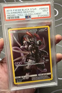 Pokemon Armored Mewtwo Promo Full Art Holo Black Star SM228 PSA 9 120 HP - Image 3