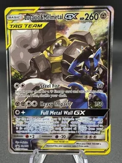 Pokemon TCG Lucario & Melmetal Tag Team GX SM192 Holo Promo Sun & Moon - Damaged - Image 1