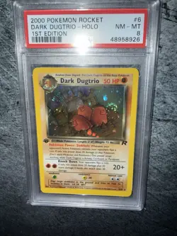 DARK DUGTRIO 2000 POKEMON ROCKET 1ST EDITION RARE HOLO 6/82 PSA 8 Swirl 🌀 - Image 1