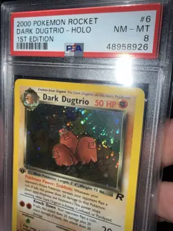 DARK DUGTRIO 2000 POKEMON ROCKET 1ST EDITION RARE HOLO 6/82 PSA 8 Swirl 🌀 - Image 2