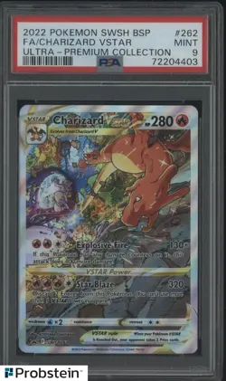 2022 Pokemon SWSH BSP Ultra Premium Collection #262 FA Charizard VSTAR PSA 9 - Image 1