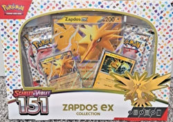 Pokemon TCG Scarlet and Violet 151 Zapdos EX Collection Box 4 pack with 3 Promos - Image 1