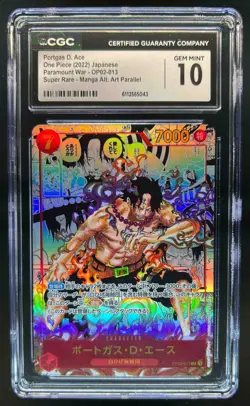 2022 One Piece Paramount War Portgas.D.Ace Manga Alt Art #OP02-013 CGC 10 - Image 1