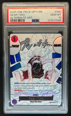 2025 One Piece English Gear Two Alternate Art #OP11-080 PSA 10 - Image 1