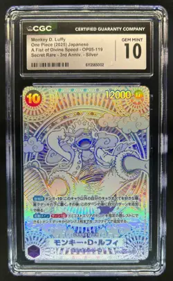 2025 One Piece Monkey D Luffy Silver 3rd Anniversary Secret Rare OP05-119 CGC 10 - Image 1