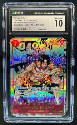 2022 One Piece Paramount War Portgas.D.Ace Manga Alt Art #OP02-013 CGC 10 - Image 1